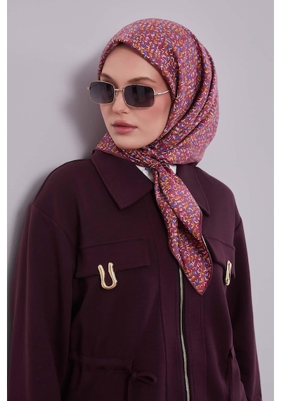 Levidor Mini Yazı Detayi Twill İpek Eşarp-0926 Pembe