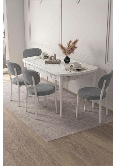 Renlife 4 Kişilik Açılır Mutfak Masa Takımı Yemek Masası Ve Sandalye Seti Metal Ayaklı Carara Gri Beyaz Mermer Gri Renlife 4 Kişilik Açılır Mutfak Masa Takımı Yemek Masası Ve Sandalye Seti Metal Ayaklı Carara Gri Beyaz Mermer Gri