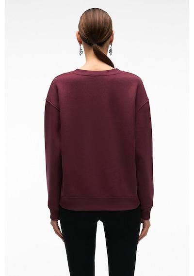 Grimelange ARINEL Kadın V Yaka Regular Fit Bordo Sweatshirt