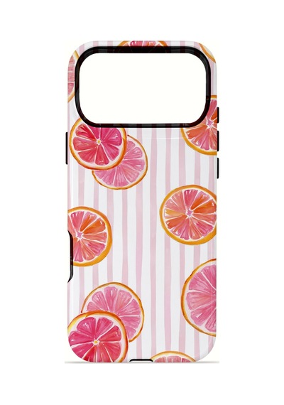 Apple iPhone Uyumlu 17 Pro Max Vorian Çift Katmanlı Magsafe Kılıf Pink Grapefruit Garden