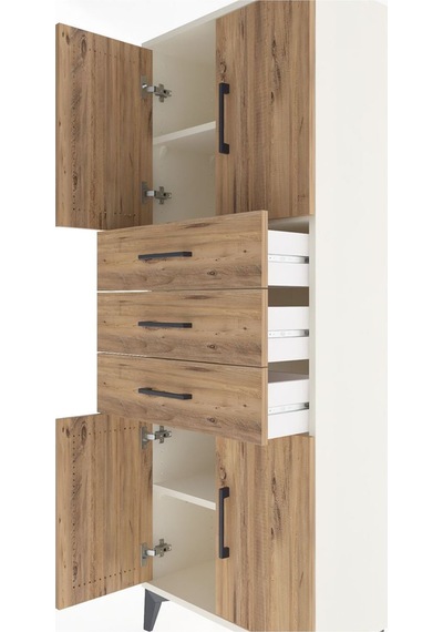 Arges Dolap 3 Raflı 3 Çekmeceli 4 Kapaklı 60x30x163 Aytaşı-çam Aytası
