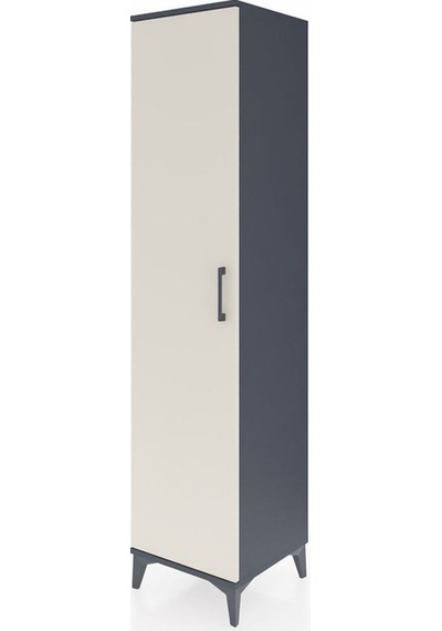 Hyperion Dolap 3 Raflı Tek Kapaklı Tek Askılı 44x44x195 Antrasit-aytaşı Antrasit