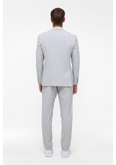 Süvari Gri Slim Fit Desenli Mono Yaka 6 Drop Spor Takım Elbise