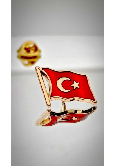 Yörük Tasarım 10 Adet Türk Bayrağı Altın Kaplama Yaka Rozeti 3d 3 Boyutlu Dalgalı Altın