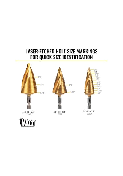 Klein Tools 25951 Elektrikçi Kademeli Matkap Ucu Seti, Spiral Çif
