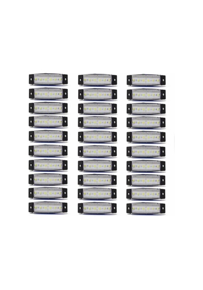 30 Adet Yan İşaret Lambası 6 Ledli Beyaz 24 Volt