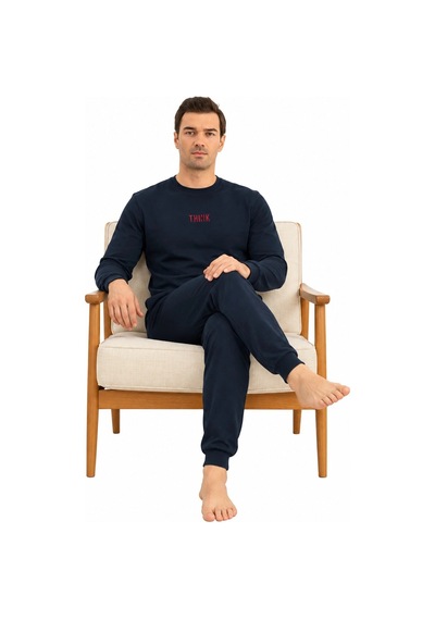 Elitepoint 1929 Erkek O-yaka Kışlık Pijama Takım Lacivert