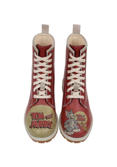 Kadın Vegan Deri Turuncu Uzun Bot - Warner Bros Tom Ve Jerry Tasarım Multicolor