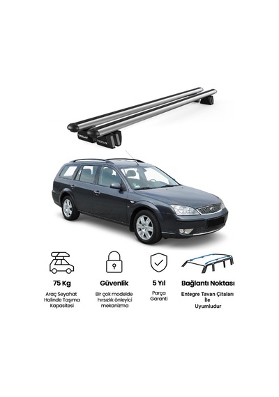 Pençe Ford Mondeo Sw Mkııı 2001-2007 Uyumlu Gri Ara Atkı Port Bagaj Tavan Barı
