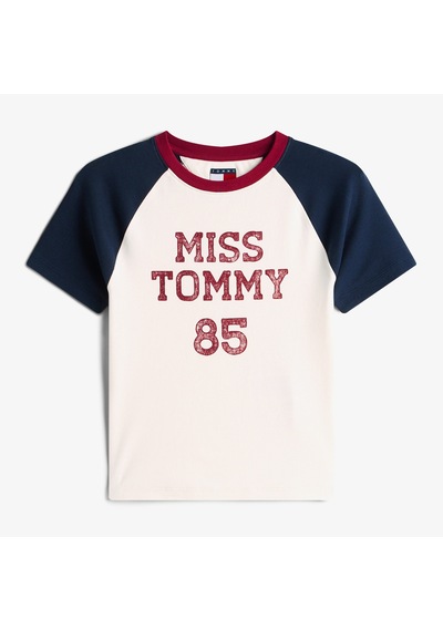 Tommy Hilfiger Slim Fit Miss Tommy Kadın Beyaz T-shirt Dw0dw22536 Beyaz
