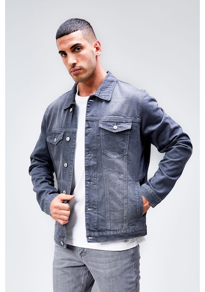 HLT Jeans Erkek Gri Jean Denim Standart Kalıp %100 Pamuk Cepli Düğmeli Kot Ceket Hlthe042153 Gri