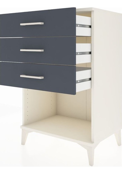 Hyperion Komodin 3 Çekmeceli 60x44x96 Aytaşı-antrasit Aytaşı