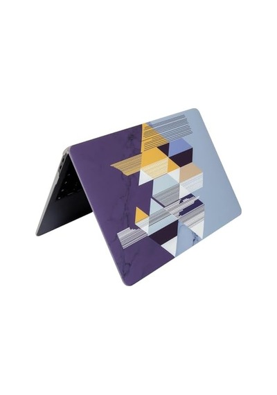 Macbook Air 13.6 İnç Geometrik Desenli Kılıf A2681 A3113 A3240 A3449 M2 M3 M4 M5 Uyumlu İnce Sert Kapak Hard Case Siyah