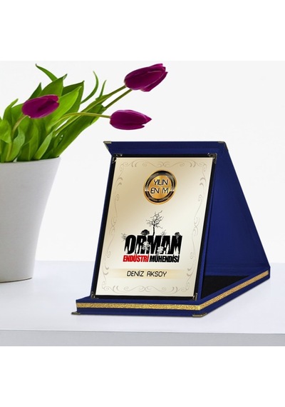 Kişiye Özel Yılın En İyi Orman Endüstri Mühendisi Lacivert Plaket