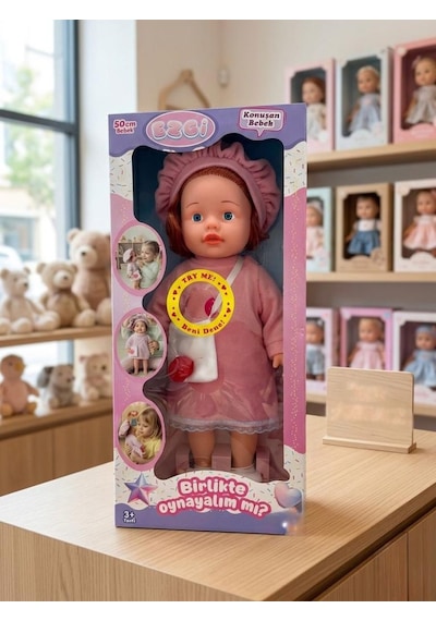 50cm Türkçe Konuşan Oyuncak Ezgi Bebek Kafası Kolları Ve Bacakları Et Bebek Gövdesi Sert Plastik Pembe