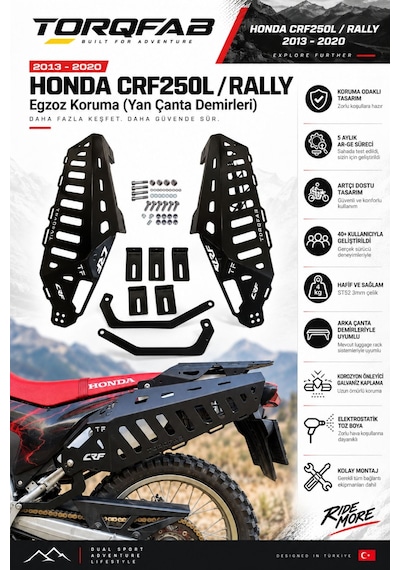 Honda Crf250l / Crf250 Rally 2013 2020 Uyumlu Yan Çanta Demiri Egzoz Koruma