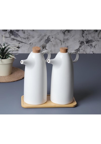 Arow Kate Bambu Tabaklı 2 Li Porselen Yağlık 800 Ml Tr-3105
