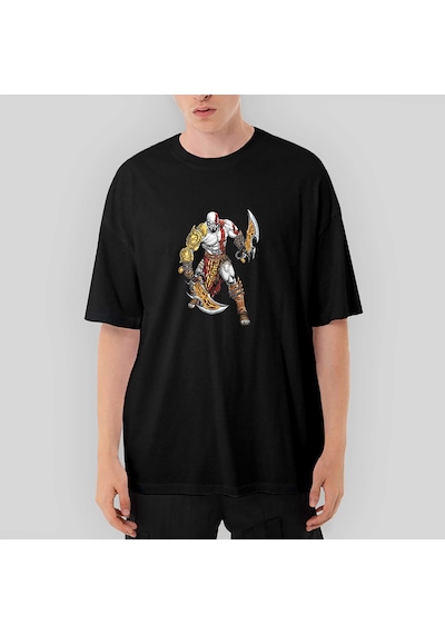 God Of War Kratos Savaşçı Oversize Siyah Tişört Siyah