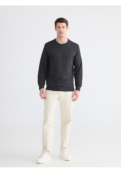 Lcwaıkıkı Classic Antrasit Bisiklet Yaka Erkek Sweatshirt