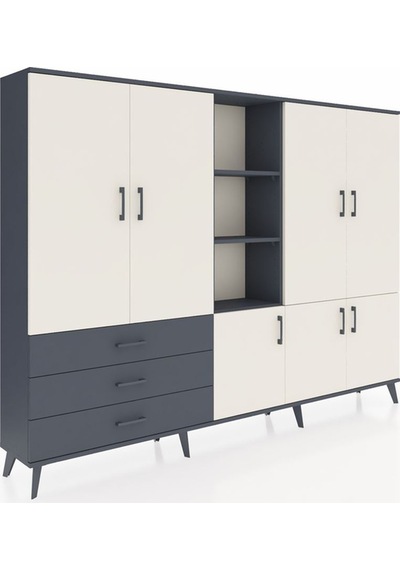 Arges Dolap 11 Raflı 3 Çekmeceli 7 Kapaklı 220x30x163 Antrasit-ay Antrasit-aytaşı/antrasit Arges Dolap 11 Raflı 3 Çekmeceli 7 Kapaklı 220x30x163 Antrasit-ay Antrasit-aytaşı/antrasit