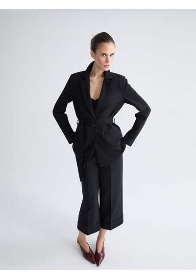 Lcw Vision Siyah Beli Kuşaklı Kadın Blazer Ceket