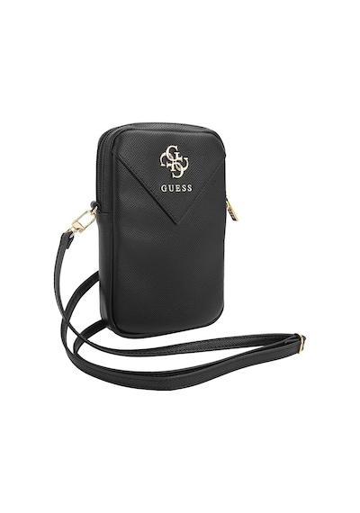 Guess Lisanslı Kadın Omuz Çantası 4g Metal Logolu Fermuarlı Pu Deri Çapraz Askılı Siyah