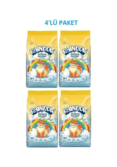 Rainbow Parfümlü Topaklaşan Bentonit Kedi Kumu 4 x 10 L