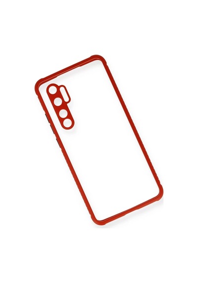 Newface Xiaomi Mi Note 10 Lite Kılıf Miami Şeffaf Silikon - Kırmızı