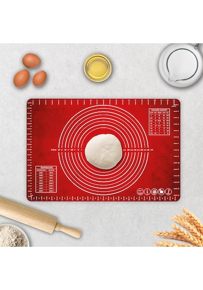 Kırmızı Doku Cam Hamur Açma Matı 40 Cm X 60 Cm