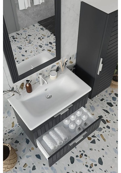 Erguvan Gümüş Kulp Lacivert Demonte 80 Cm Lavabolu Banyo Dolabı Ayna Lavabo Boy Dolabı Lacivert Erguvan Gümüş Kulp Lacivert Demonte 80 Cm Lavabolu Banyo Dolabı Ayna Lavabo Boy Dolabı Lacivert