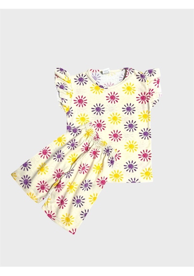 Aliş Kids Kız Çocuk Pamuklu Sarı Güneş Desenli Kolları Fırfırlı Şortlu Yazlık Pijama Takımı Aliş Kids Kız Çocuk Pamuklu Sarı Güneş Desenli Kolları Fırfırlı Şortlu Yazlık Pijama Takımı