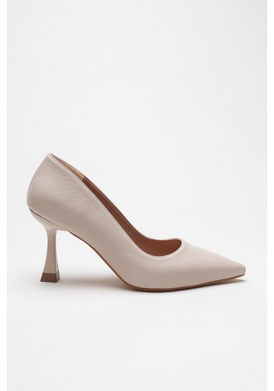 Alewomen Ernio Krem Cilt 10 Cm Topuklu Kadın Stiletto Krem