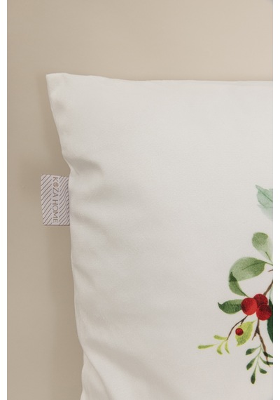 Charm Renkli Geyik Baskılı Beyaz Kırlent 43x43 35257a Beyaz
