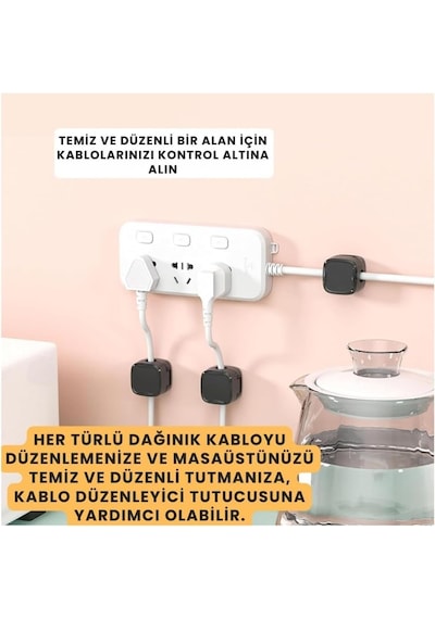6 Adet Set Yapışkanlı Manyetik Kapaklı Kablo Düzenleyici Organizer, Ev, Ofis, Kablo Düzenleyici Belirtilmemiş 83799739