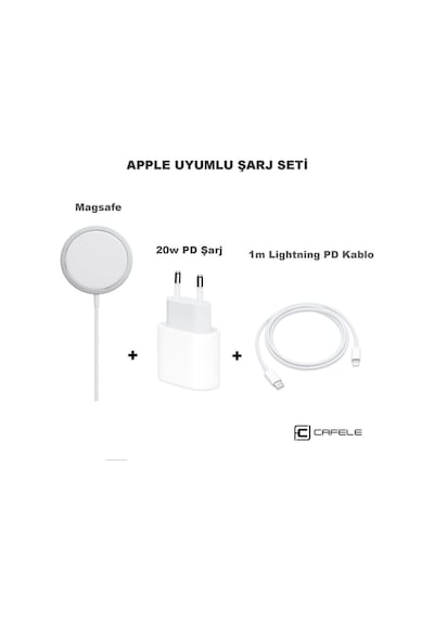 3 In 1 Apple Uyumlu iPhone 12 Serisi Magsafe Şarj Ve 20w Pd Hızlı Şarj Seti