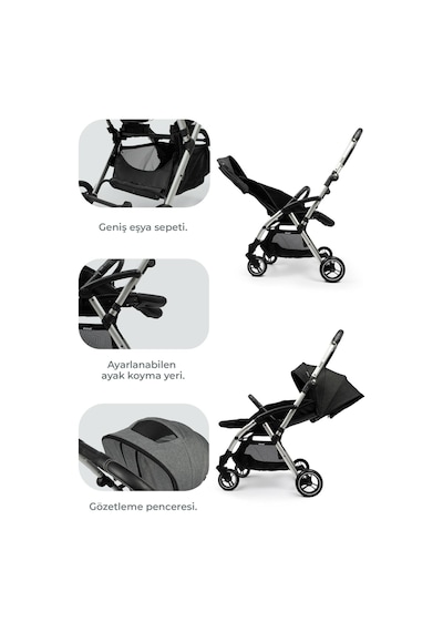 Kanz Marcus Kolay Katlanabilen Kabin Bebek Arabası Raisin Black