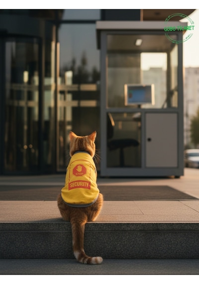 Sarı Stop Security Güvenlik Baskılı Kedi Ve Köpek Kıyafeti Tişörtü Elbisesi Medium/m/beden 2