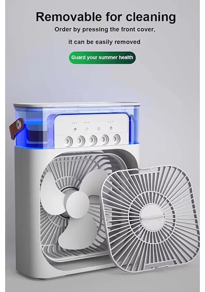 10w Buzlu Vantilatör 600ml Su Buharlı Soğutucu Fan Rgb Işıklı 3 Kademe Hız