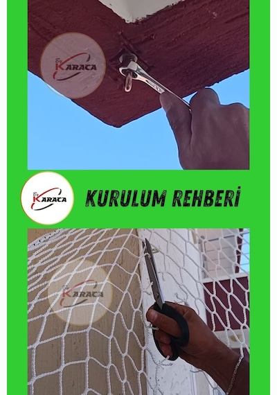 2x4 Mt Balkon Çocuk Güvenlik Filesi -6mm Kalınlık, 10x10 Gözenek + Montaj Aparatları-çelik Dubel