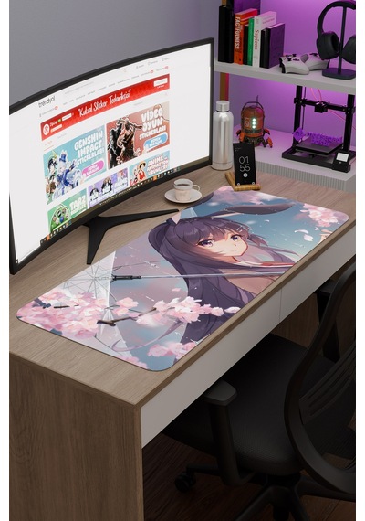 Bunny Girl Senpai Anime V4 - 90x40 Xxl Gaming Kauçuk Kaymaz Taban Mouse Pad Fare Altlığı