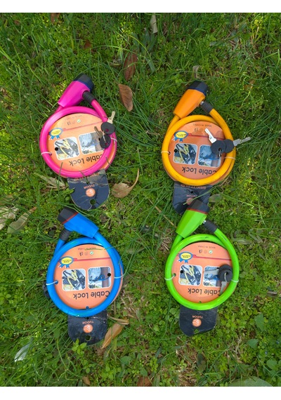 Tudor Renkli Bisiklet Kilidi Anahtarlı Cable Lock Pembe