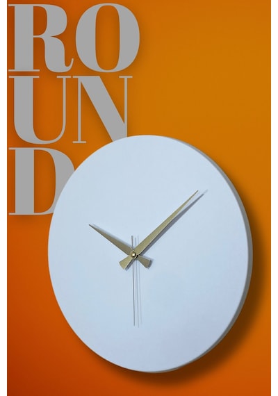 Round Model Metal Sıvama Akar Sessiz Mekanizmalı Duvar Saati 40 40 Cm Beyaz