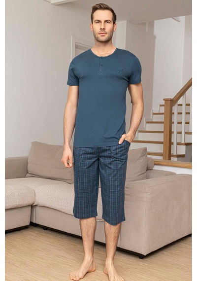 Aydoğan Erkek Civan Modal Bermuda Petrol Pijama Takım 0025 Petrol