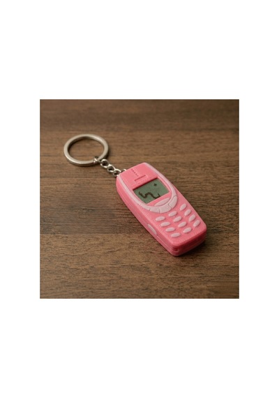 Premium Pembe 3d Baskı Nostaljik Tuşlu Telefon Anahtarlık - İkonik Yılan Oyunu Figürlü Pembe