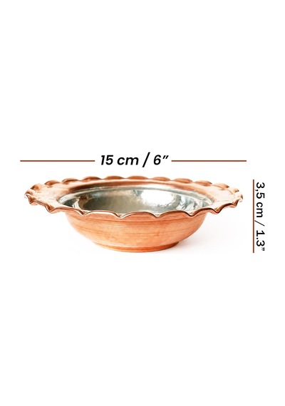 Shark Anatolia Premium Kalın Bakır Derin Meze Kahvaltı Çerez Sunum Tabağı 15 Cm Kırmızı Çirtik