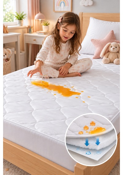 Sıvı Su Geçirmez Kapitoneli Alez Bebek Çocuk Yatak Koruyucu %100 Pamuklu Park Beşik Kreş Anaokulu 70x130
