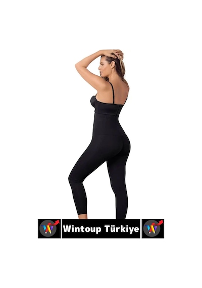 Wintoup Gündelik Spor Karın Bel Sıkılaştıran Güçlendiren Toparlayan Elastik Konforlu Yüksek Bel Korse Tayt Siyah