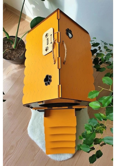 Ahşap Büyük Teraslı Kedi Evi 2XL
