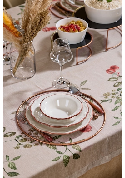 Edora Home 6'lı Metal Yuvarlak Supla, Rose Amerikan Servis, Halka Runner - Paslanmaz Pembe