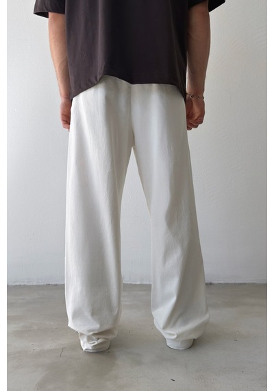 Flaw Basic Baggy Pantolon-29077 Beyaz